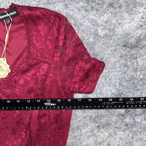 Mondschein Cocktail‎ Dress Women's Medium Maroon Satin Floral Lace Elegant Party - Picture 4 of 9